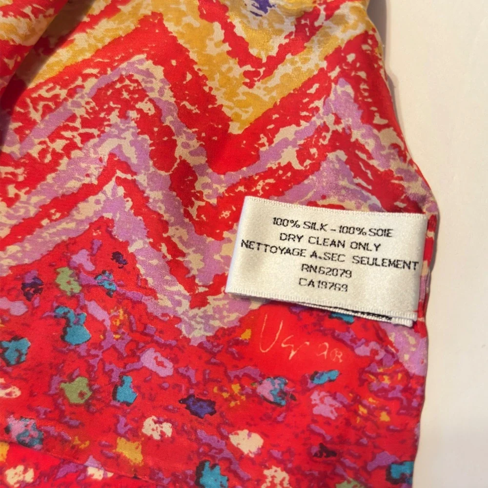 Vera The Honey Collection Silk Scarf Multicolor‎ Chevron Zigzag 50x11 Abstract